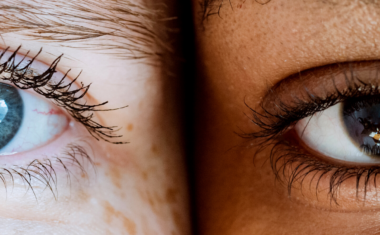 Image is of two people's eyes