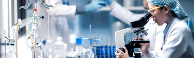 image is of a medical researcher in a lab