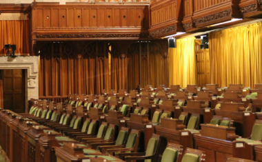 Image is of the speaking room at the house of commons, Canada.