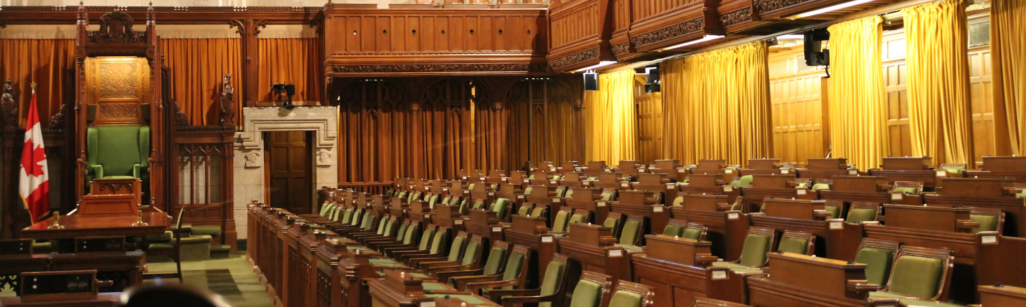 Image is of the speaking room at the house of commons, Canada.