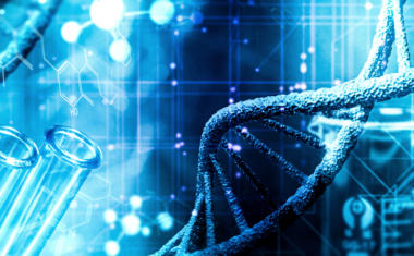 Image is of microscopic DNA strands