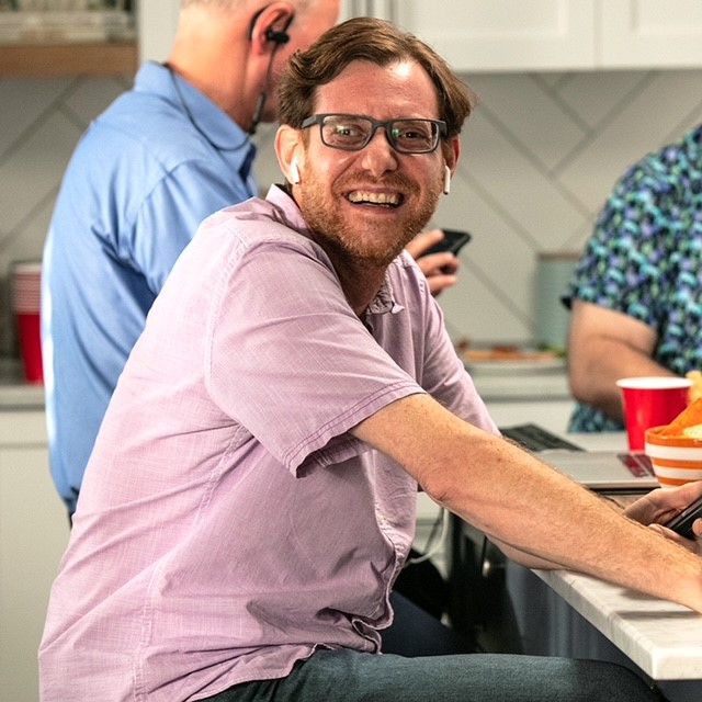 Image is of Nick D'Ambrosio smiling at the All Blind Football League event.