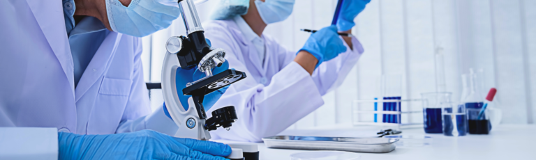 Image is of a researcher in a lab.