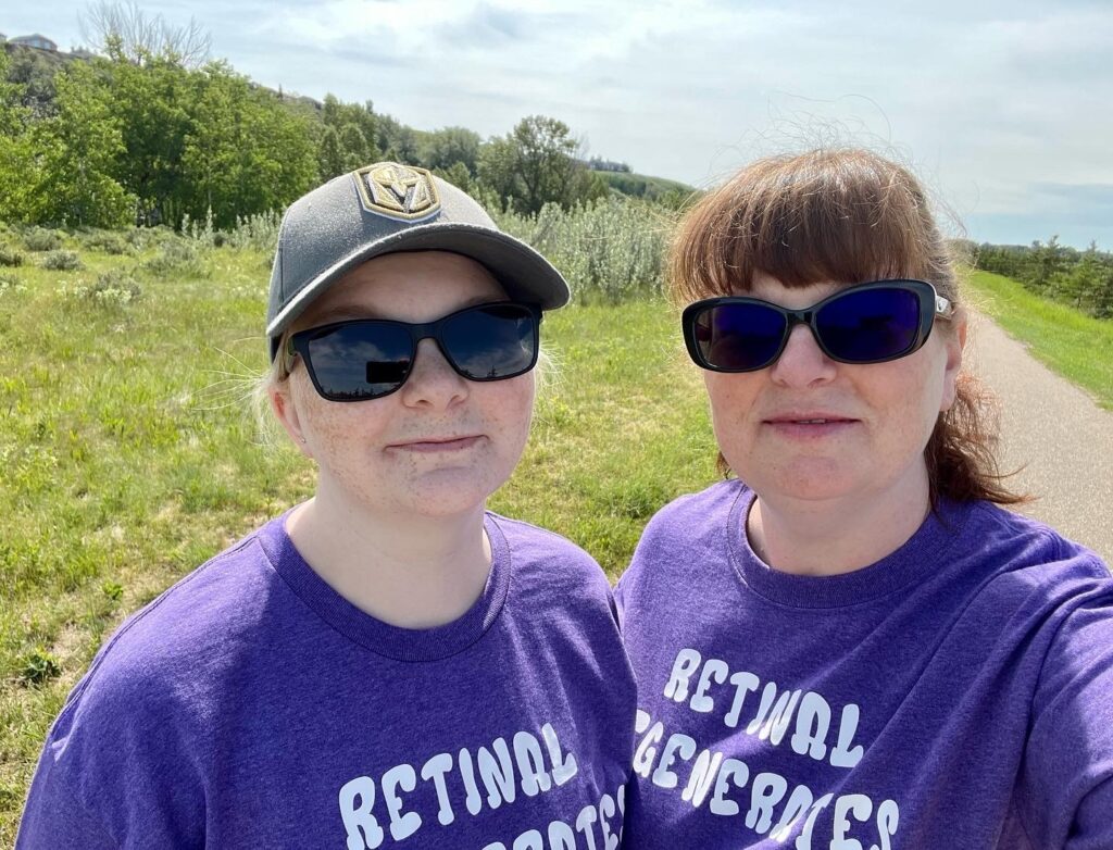 Ashley Hall and a family member taking a selfie during her Alberta Virtual Walk.