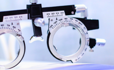 Image is of ophthalmology test glasses.