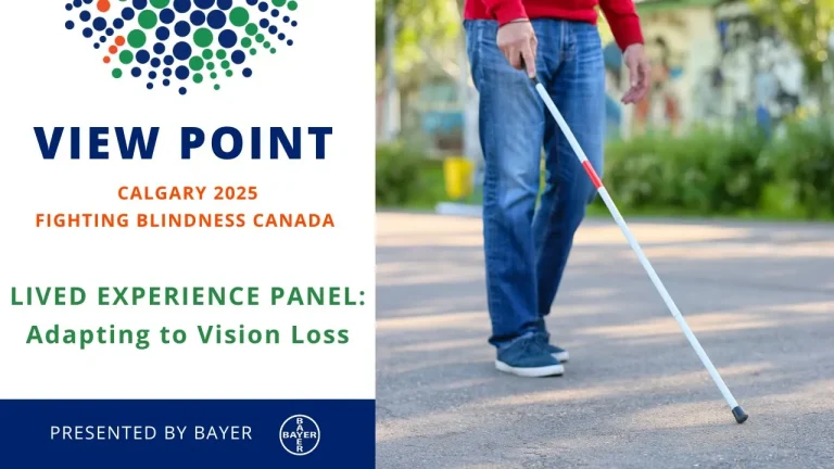 View Point Calgary 2025 Fighting Blindness Canada - Adapting to Vision Loss - man walking outside with a white cane