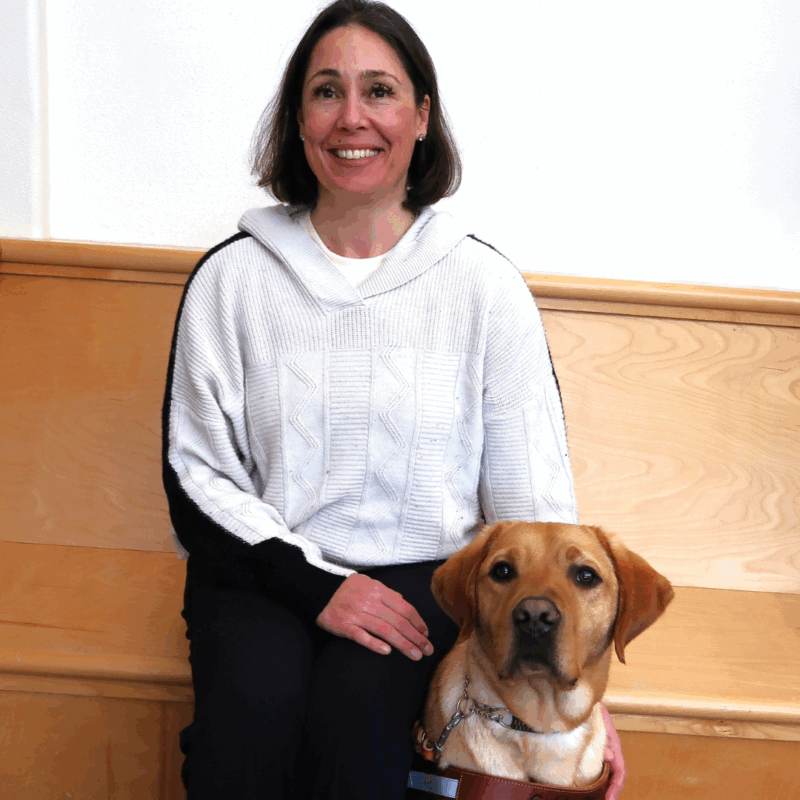 Victoria Nolan and her guide dog