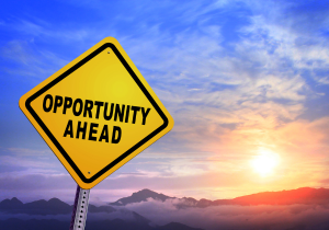 Opportunity ahead road sign