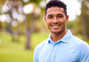 Young man standing outside
