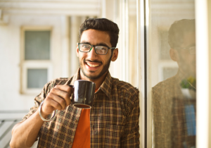 Young man with a coffee