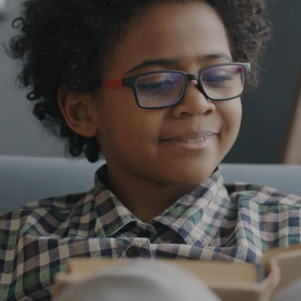 Young boy reading